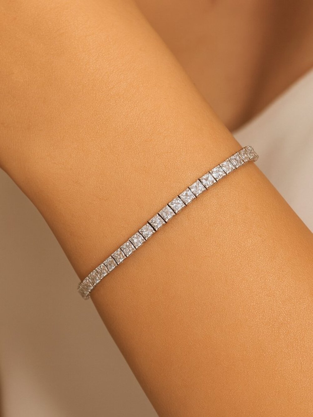 6.00Ct Princess Cut Lab Grown Diamond Tennis Bracelet in 14K Gold